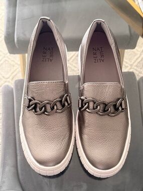 Naturalizer Metallic Pewter Chain-Trim Slip-On Sneakers